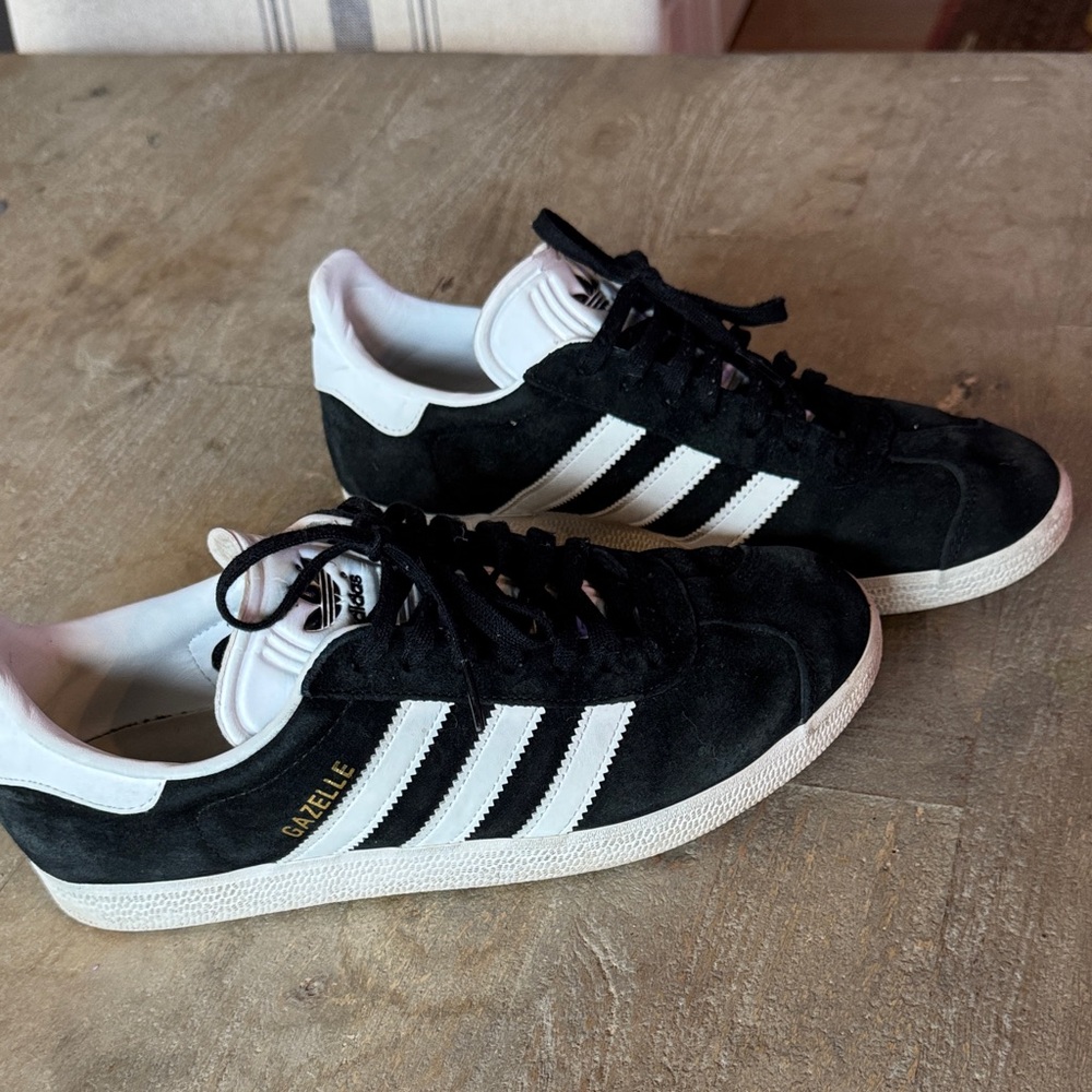 adidas Black Suede Sneakers with White Stripes